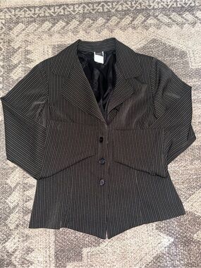 Wrapper Black Pinstripe Women's Blazer Jacket